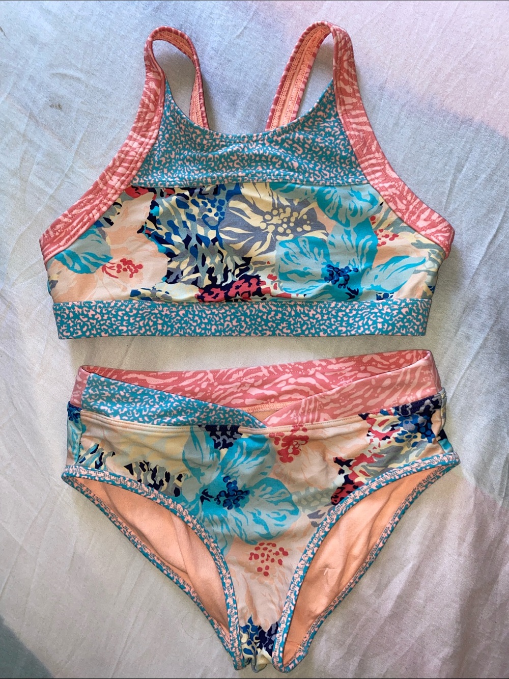 Athleta Girl Girls' Floral Two-Piece Swim Set Size 8/10 Medium USED